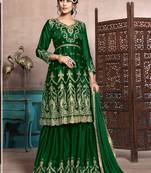 Green Satin Georgette Designer Sharara Suit 