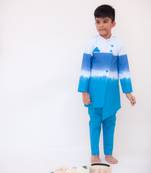 Blue & White Plain Kurta Set