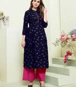 Navy-blue printed rayon kurtas-and-kurtis