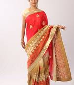 Pink embroidered bhagalpuri silk saree with blouse