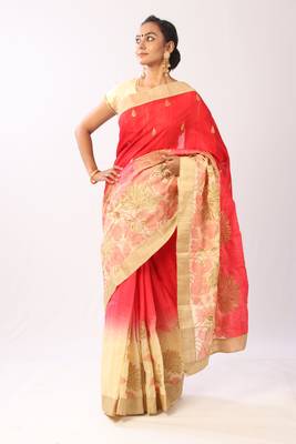 Pink Embroidered Art Silk Saree With Blouse 1