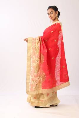Pink Embroidered Art Silk Saree With Blouse 2