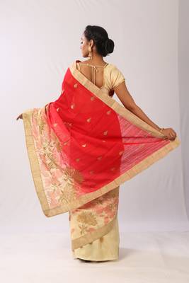 Pink Embroidered Art Silk Saree With Blouse 3