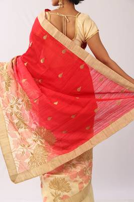 Pink Embroidered Art Silk Saree With Blouse 4