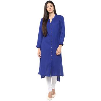rayon blue orange straight combo kurti 2