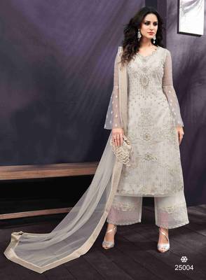 Grey embroidered net salwar 1