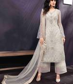Grey embroidered net salwar