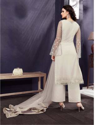 Grey embroidered net salwar 2