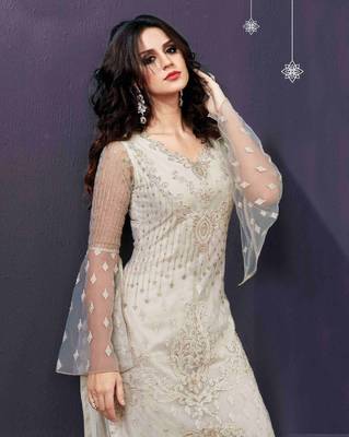 Grey embroidered net salwar 3