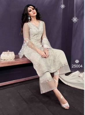 Grey embroidered net salwar 4