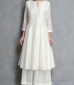 White plain silk long-kurtis