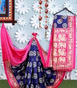 Navy Blue Banarasi Art Silk Saree With Blouse