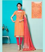 Orange Embroidered Cotton Salwar