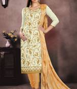 Off-White Embroidered Cotton Salwar