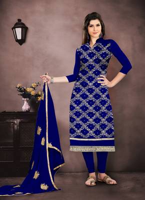 Blue Embroidered Chanderi Salwar 1