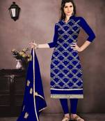 Blue Embroidered Chanderi Salwar