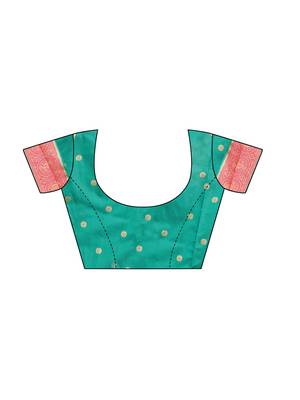 Turquoise Woven Poly Silk Saree With Blouse 5