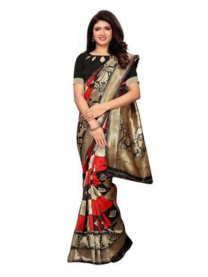 Black Woven art silk  Saree With Blouse 1