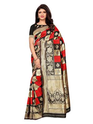 Black Woven art silk  Saree With Blouse 2