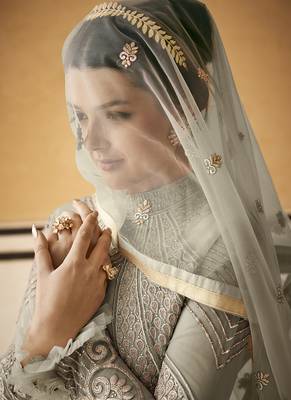 Light-Grey Resham Embroidery Net Salwar 3