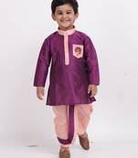 Purple Plain Dupion Boys Dhoti Kurta