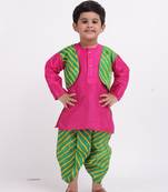 Pink Plain Dupion Boys Dhoti Kurta