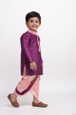 Purple Plain Dupion Boys Dhoti Kurta 3