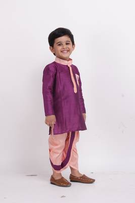 Purple Plain Dupion Boys Dhoti Kurta 4