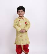Green Woven Brocade Boys Dhoti Kurta