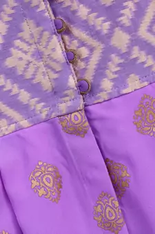 Purple printed brocade kids-tops