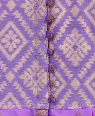 Purple printed brocade kids-tops 4