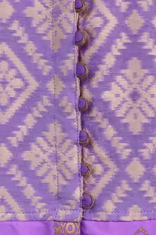 Purple printed brocade kids-tops