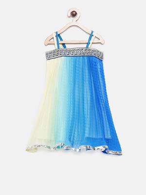 Blue printed georgette kids-tops 1