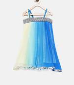 Blue printed georgette kids-tops