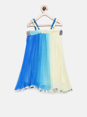 Blue printed georgette kids-tops 2