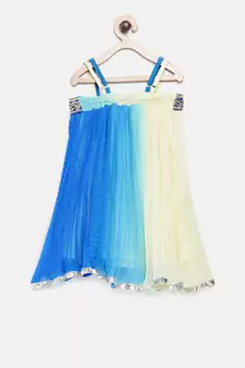 Blue printed georgette kids-tops