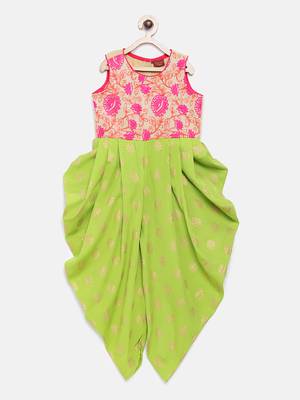 Green printed polyester kids-tops 1