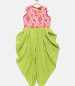 Green printed polyester kids-tops