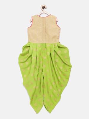 Green printed polyester kids-tops 2