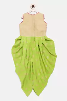 Green printed polyester kids-tops