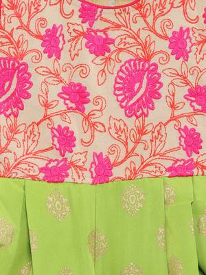 Green printed polyester kids-tops 3