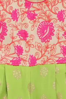 Green printed polyester kids-tops