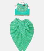 Green printed polyester kids-tops