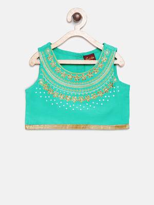 Green printed polyester kids-tops 2