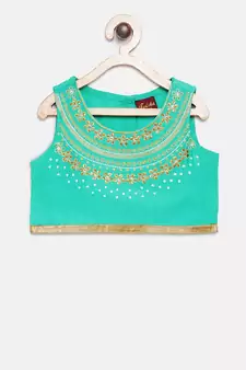 Green printed polyester kids-tops