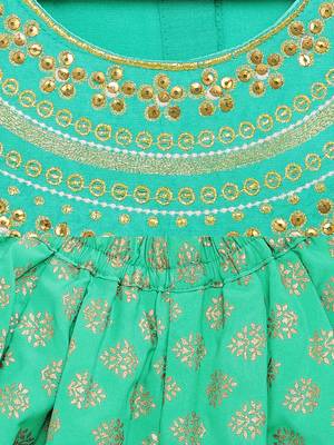 Green printed polyester kids-tops 4