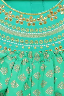 Green printed polyester kids-tops