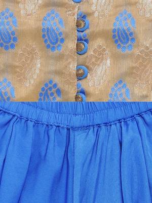 Blue printed brocade kids-tops 4