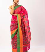 Pink Art Silk Embroidered Saree With Blouse