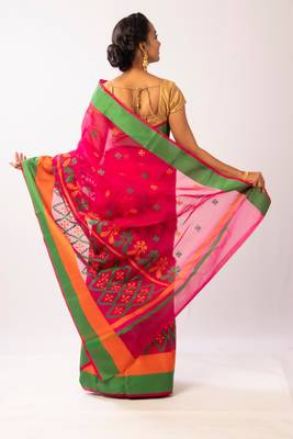 Pink Art Silk Embroidered Saree With Blouse 3